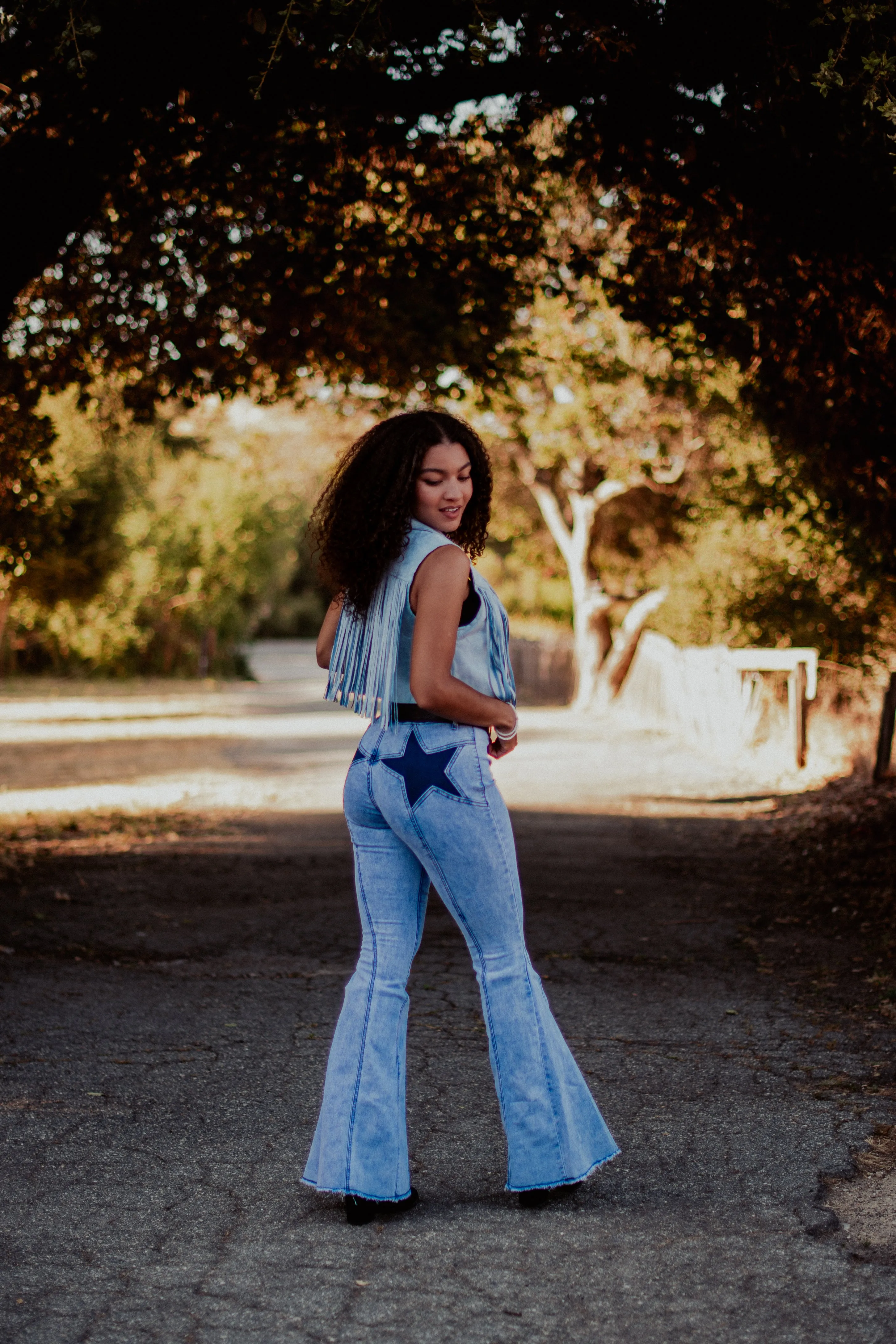 Dixie Fringe Faux Suede Vest - Sky Blue