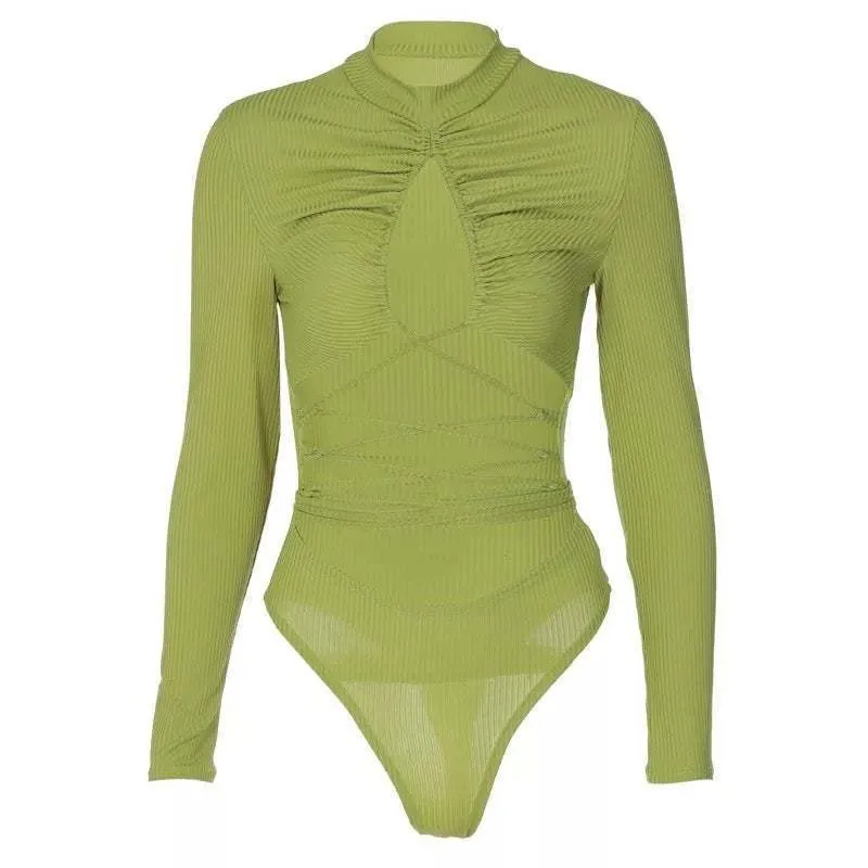 Drawstring Hollow Out Bodysuit