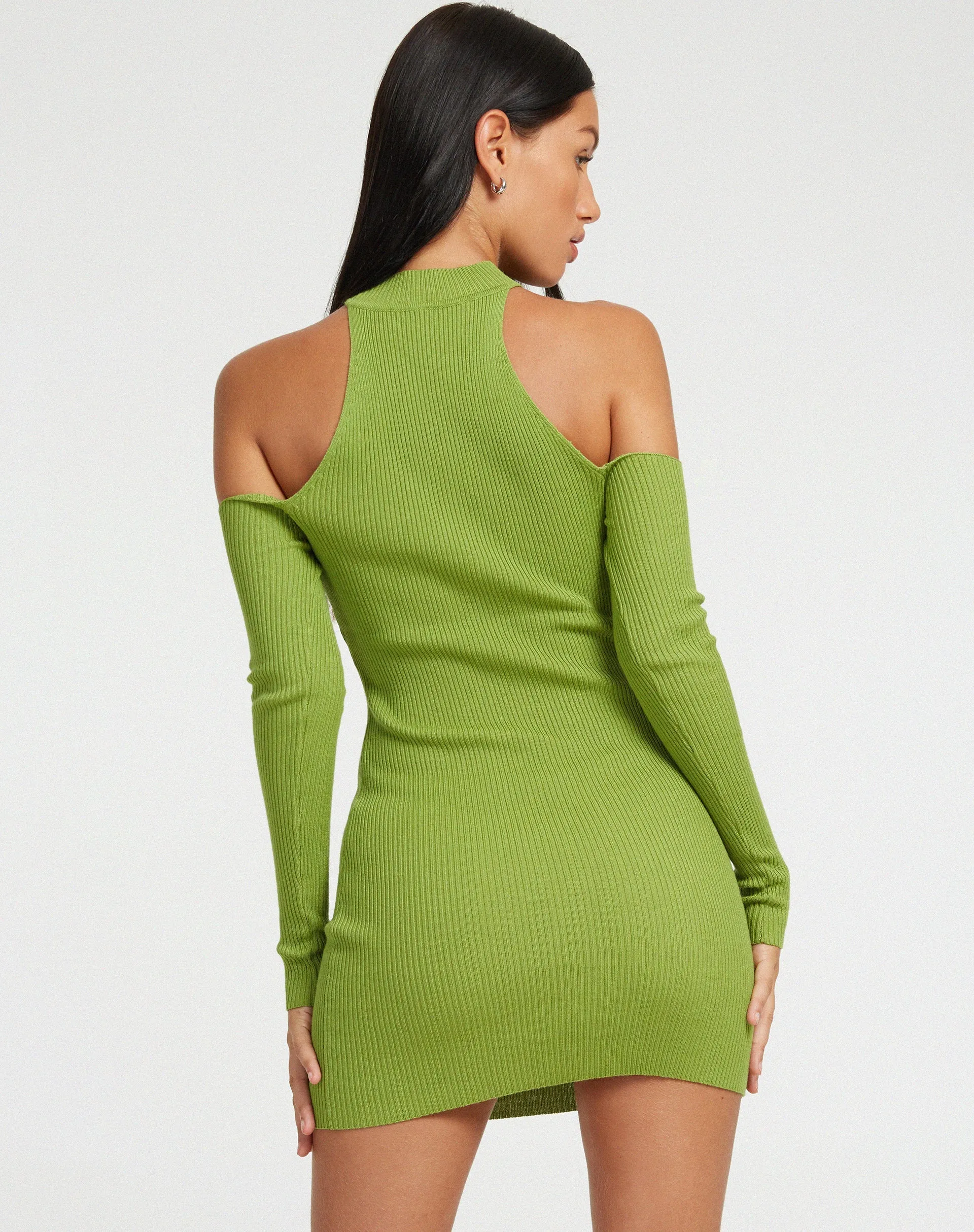 Dundar Knitted Mini Dress in Golden Lime