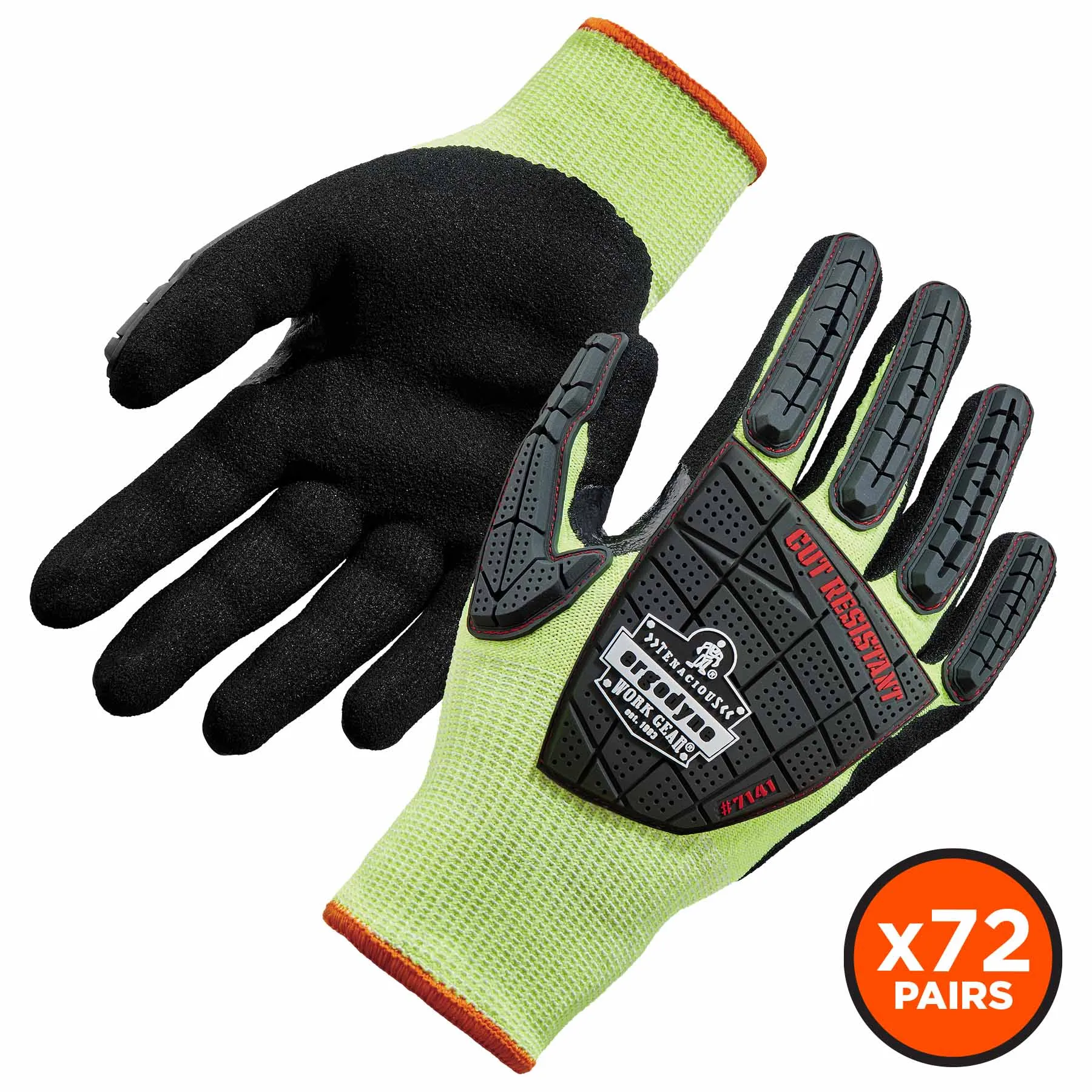 Ergodyne 17833 7141-CASE M Lime ANSI A4 DIR Nitrile-Coated CR Gloves 72-Pair