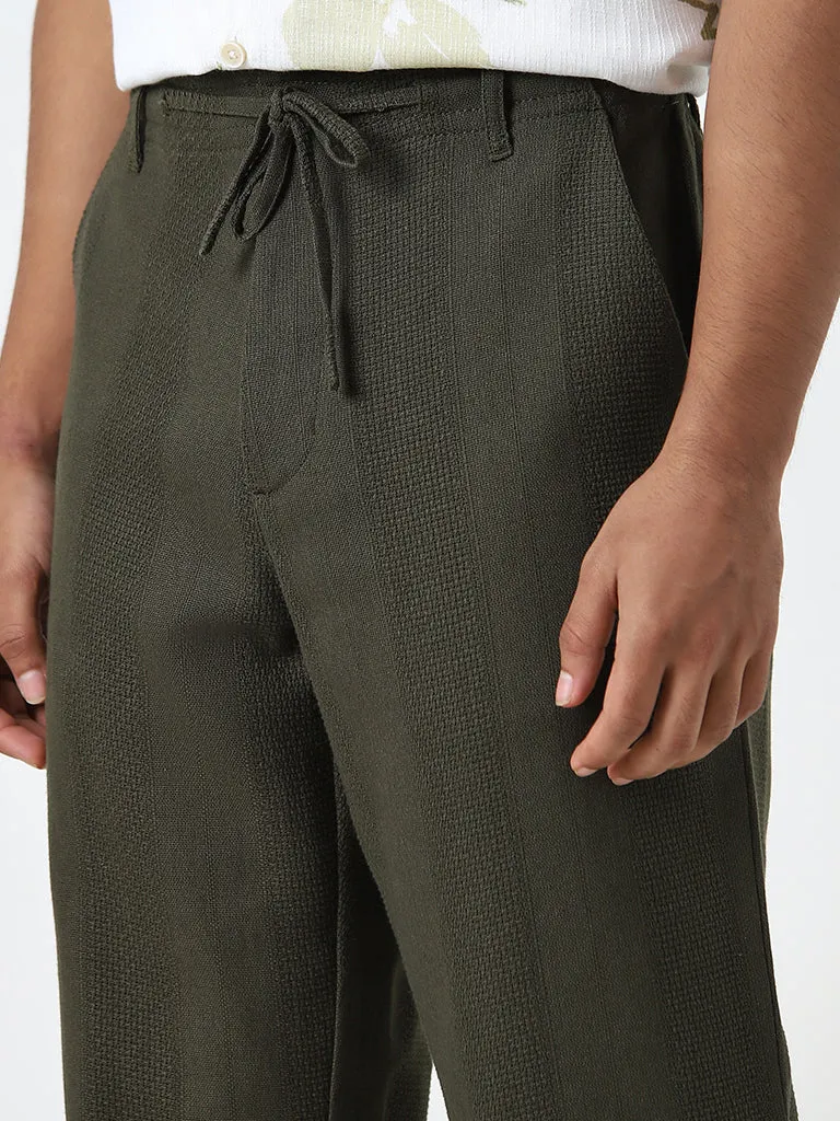 ETA Olive Knitted Relaxed-Fit Mid-Rise Cotton Chinos