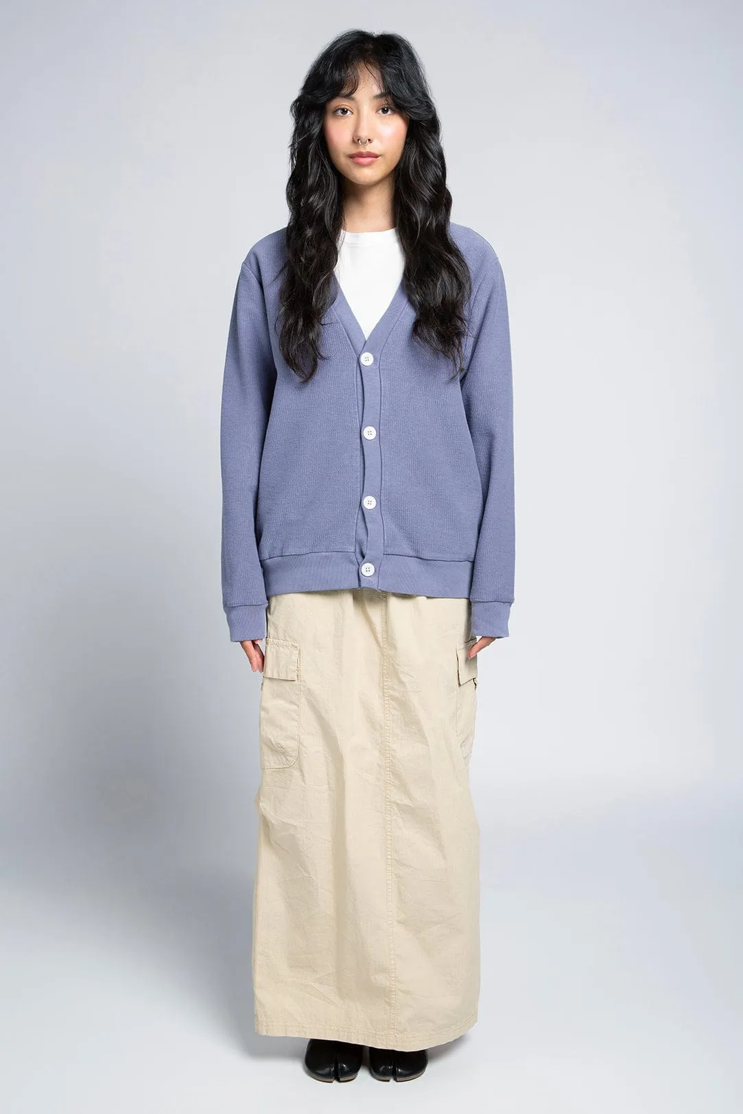 Exclusive Freshman Corduroy Cardigan - Muted Lavender Blue