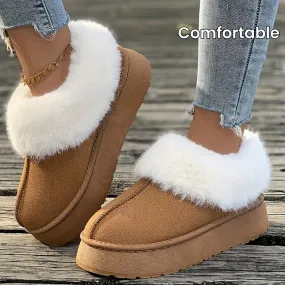 Fall Aesthetic Thermal Plush Lined Snow Boots, Casual Versatile Low Cut Ankle Boots, Round Toe Comfortable Preppy Warm School Winter Boots