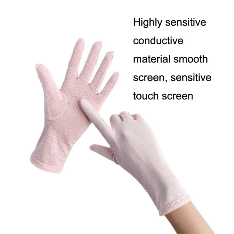 Free Code Summer Sunscreen Anti-ultraviolet Ice Silk Thin Gloves(Black)