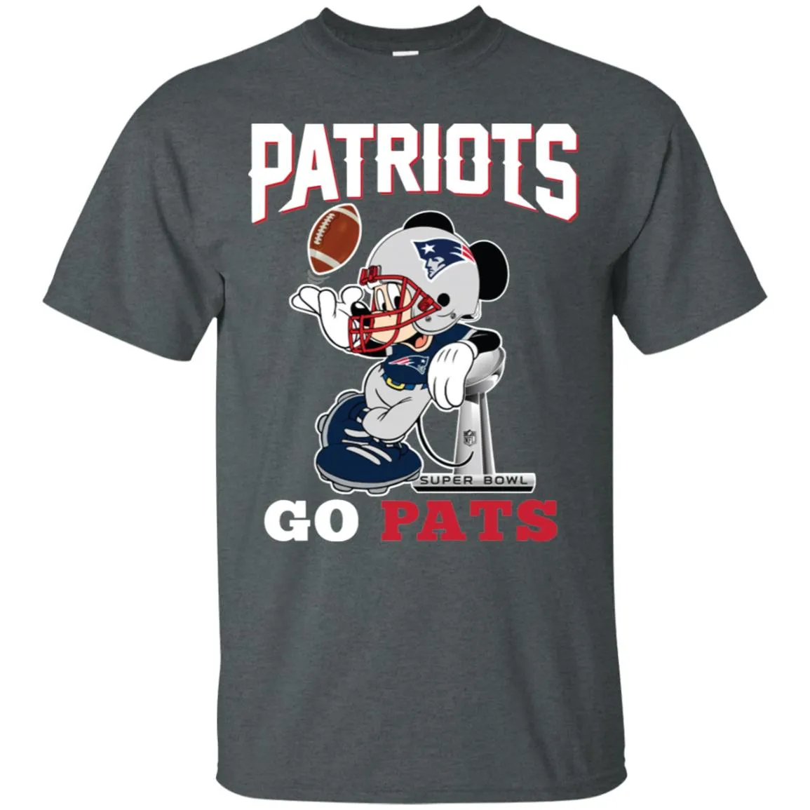 Go Pats - New England Patriots Super Bowl 2019 Mickey Mouse Football Nfl Men Cotton T-Shirt