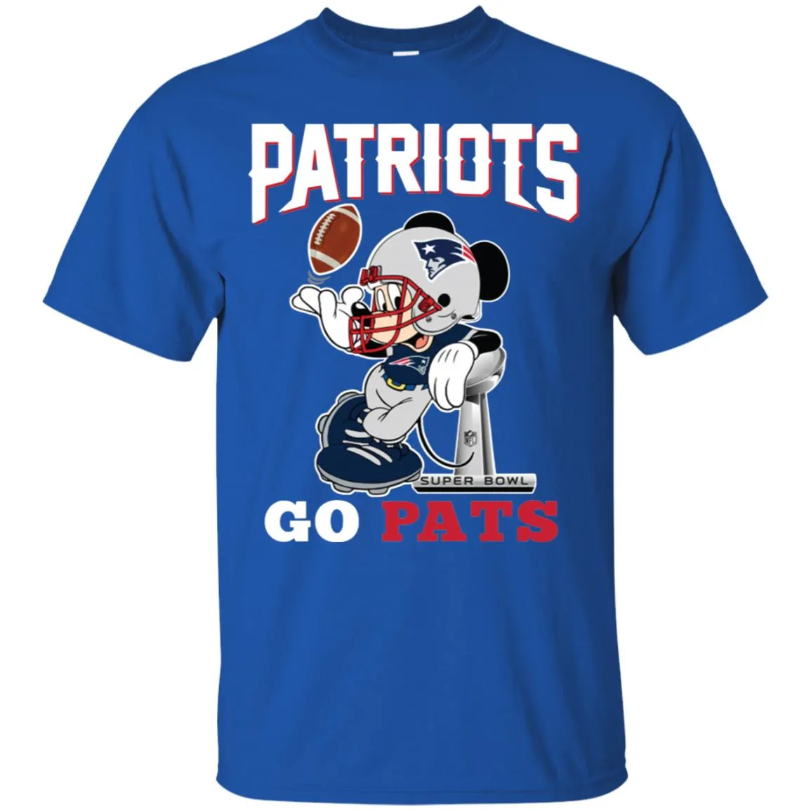 Go Pats - New England Patriots Super Bowl 2019 Mickey Mouse Football Nfl Men Cotton T-Shirt