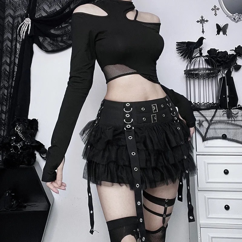 Gothic Dark Fashion Versatile Sexy Slim Fit Mini Skirt