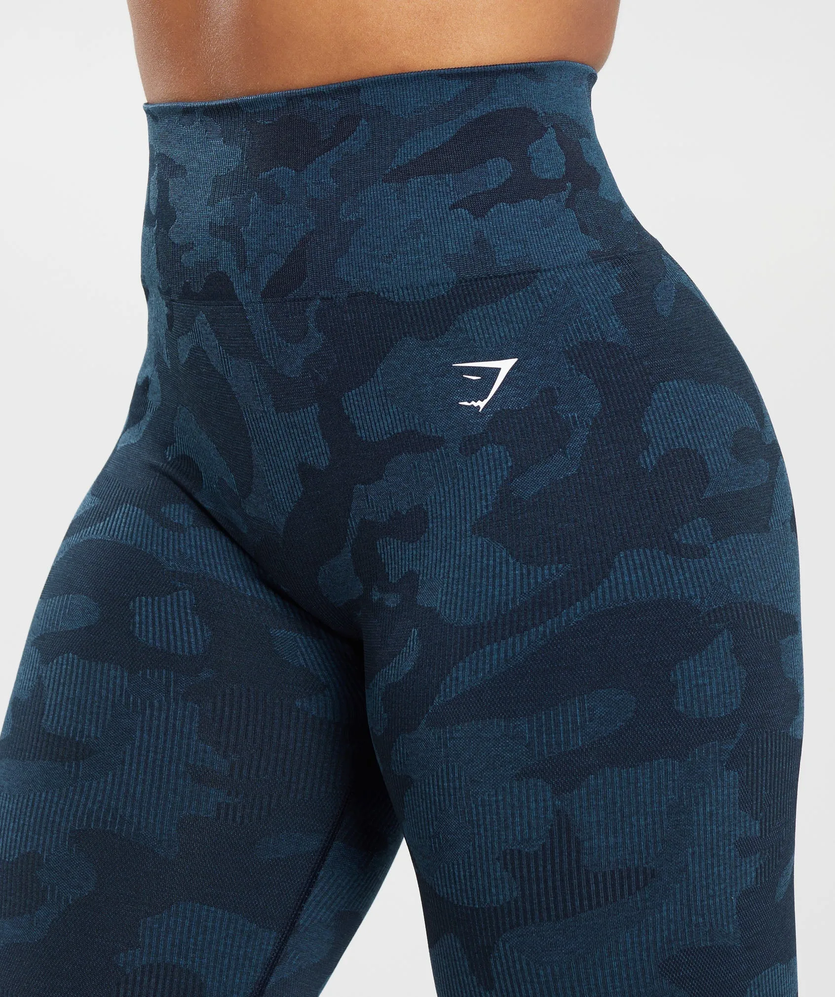 Gymshark Adapt Camo Seamless Ribbed Leggings - Midnight Blue/Ash Blue