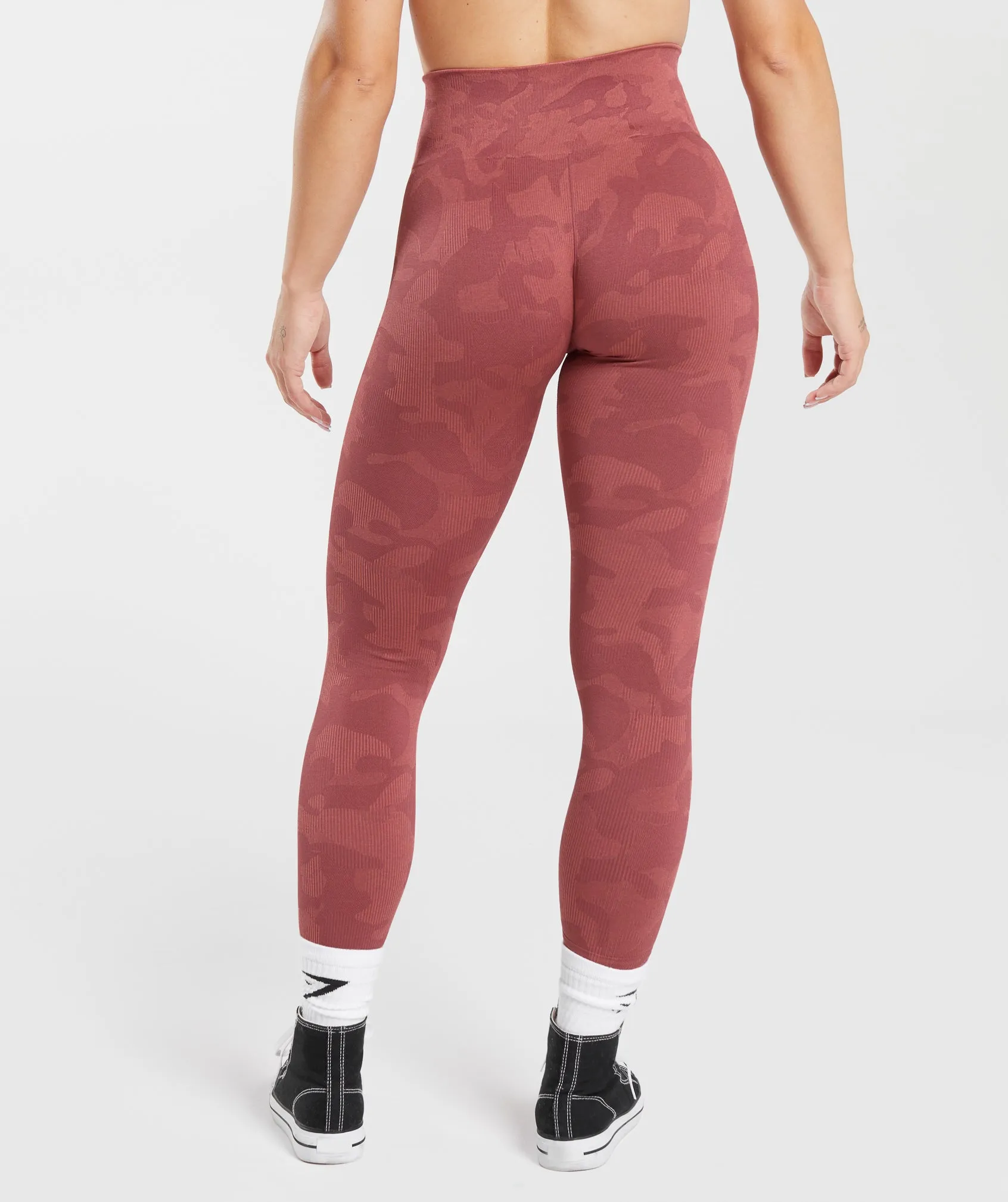 Gymshark Adapt Camo Seamless Ribbed Leggings - Soft Berry/Sunbaked Pink