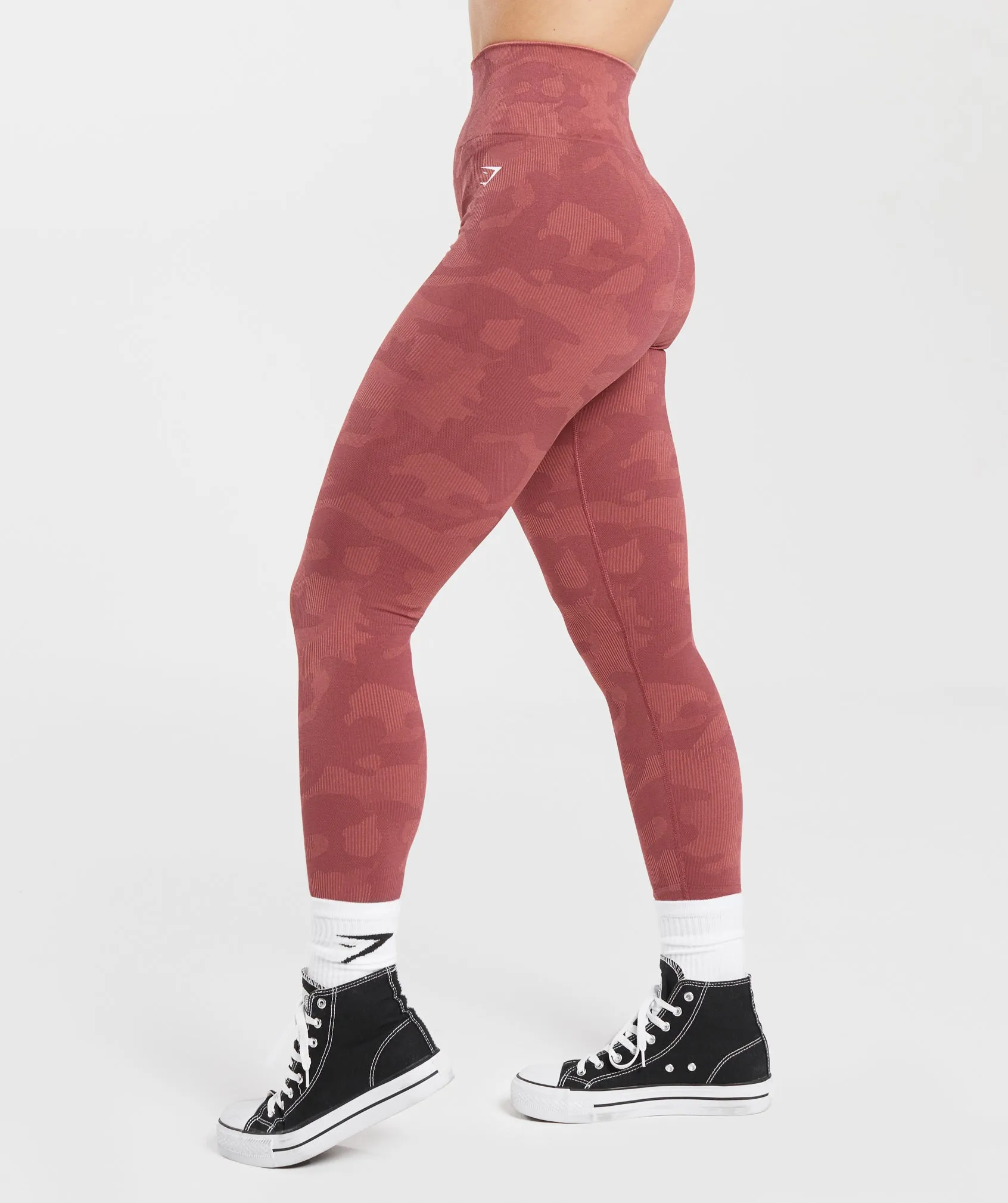 Gymshark Adapt Camo Seamless Ribbed Leggings - Soft Berry/Sunbaked Pink