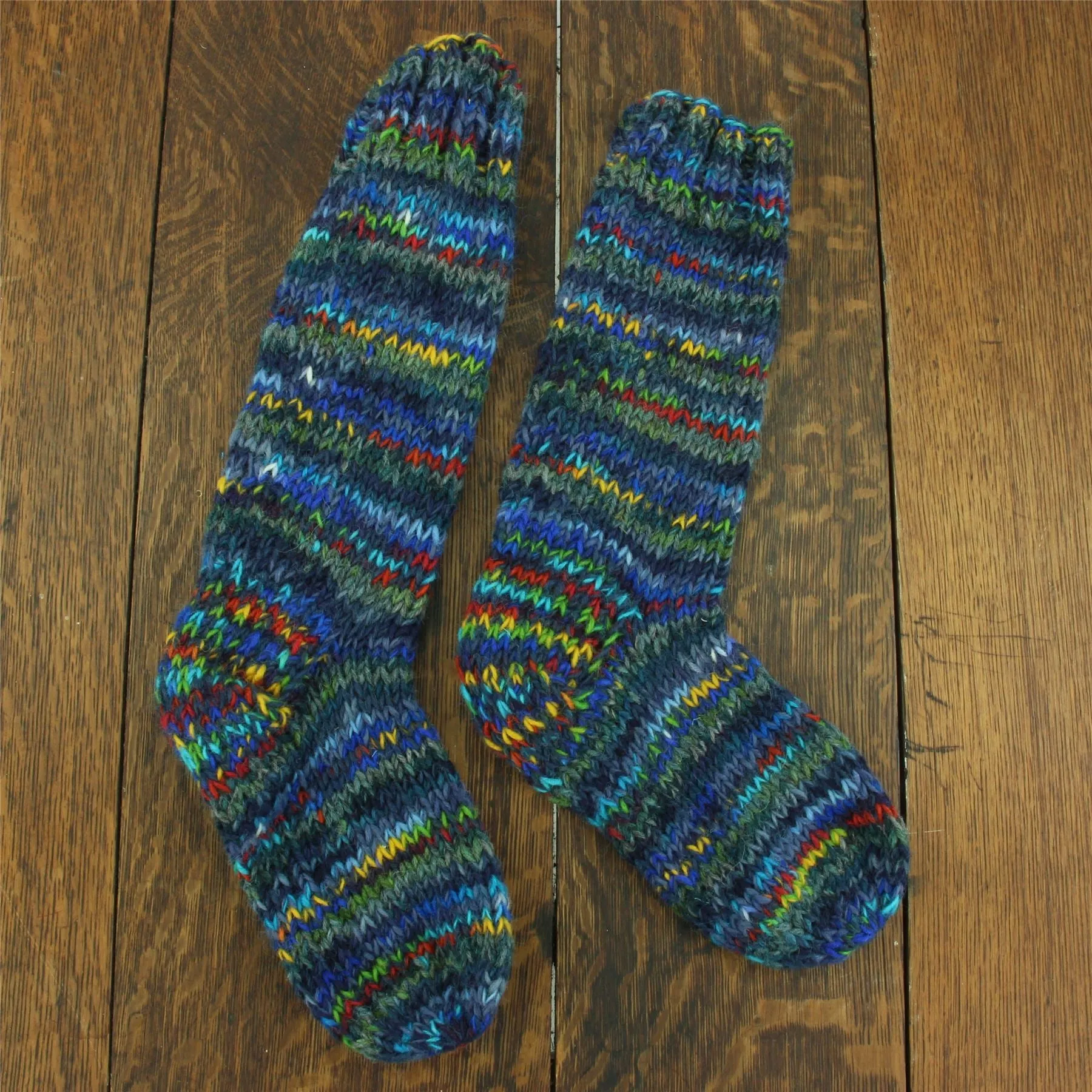 Hand Knitted Wool Long Socks - SD Dark Blue Mix