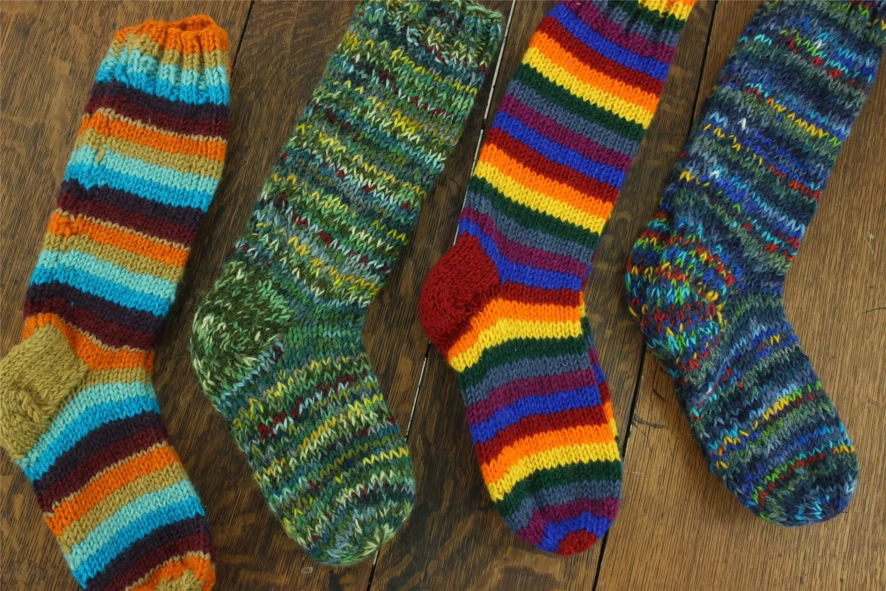 Hand Knitted Wool Long Socks - SD Dark Blue Mix