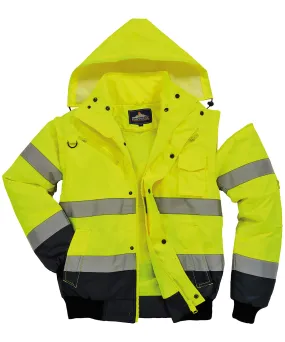 Hi-vis contrast bomber jacket (C465) | Yellow/Navy