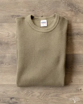 IHTL-1301-OLV - Waffle Knit Long Sleeve Crew Neck Thermal - Olive