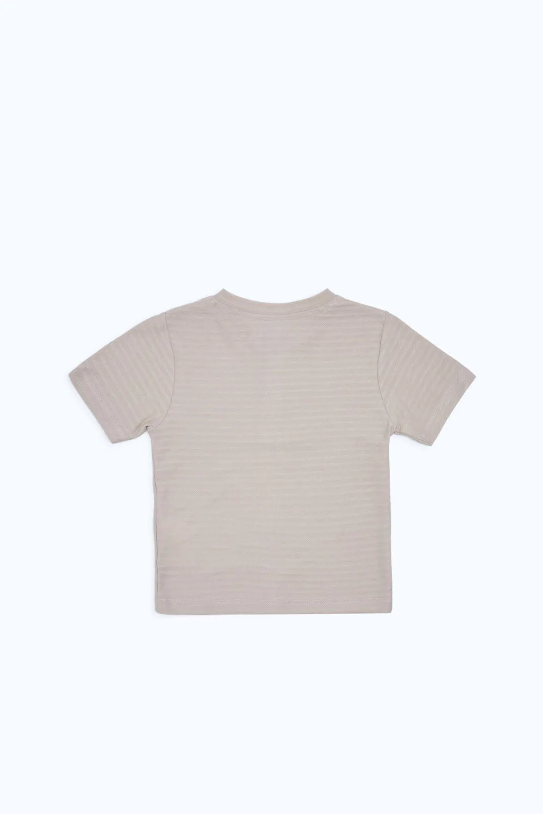 Infant Boys Beige Jacquard Henley T-Shirt