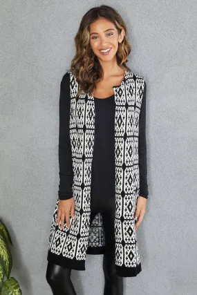 Jacquard Black White Vest