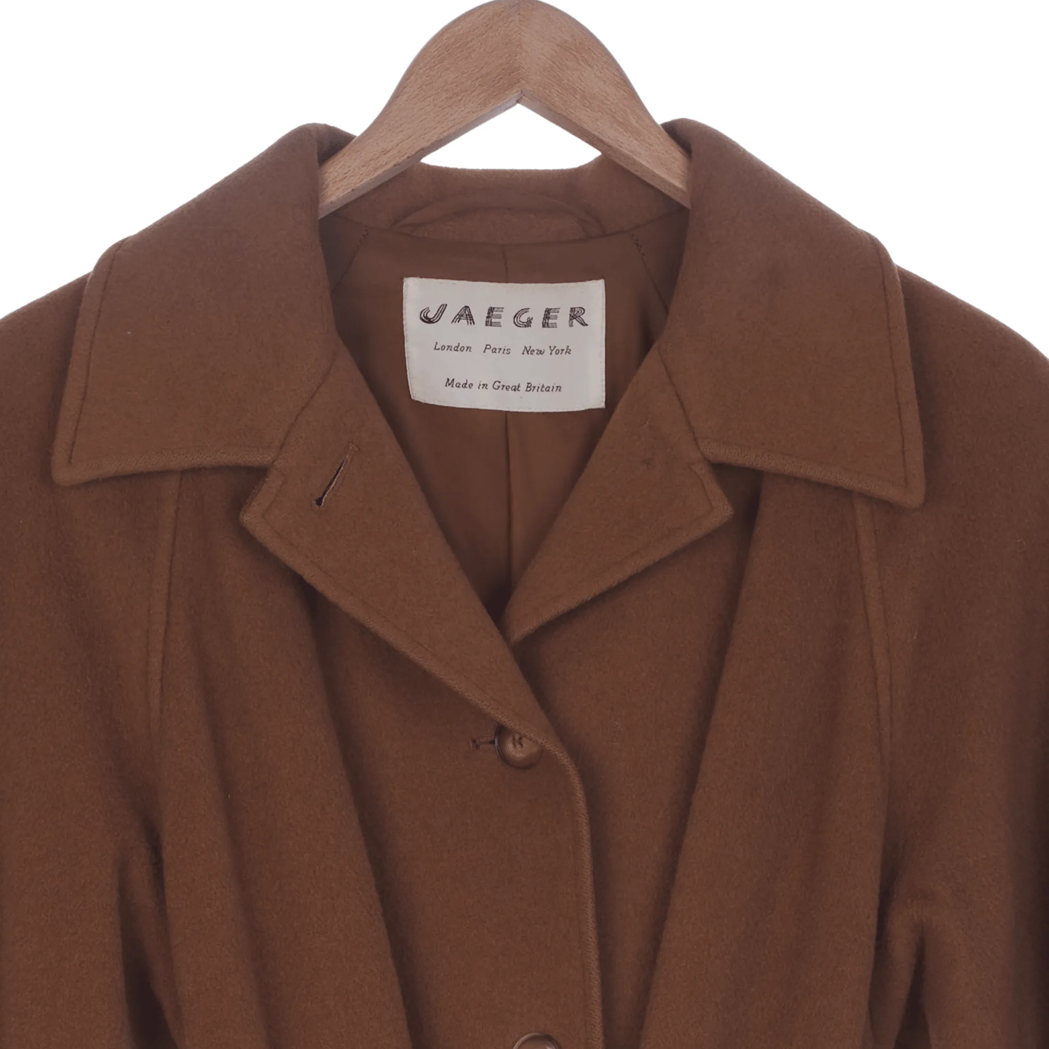 Jaeger Camel Hair Caramel Long Sleeved Coat UK Size 18