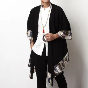 Japanese-Style Half-Sleeve Printed Kimono