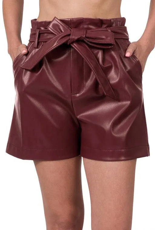 Jessie leather short, Burgundy