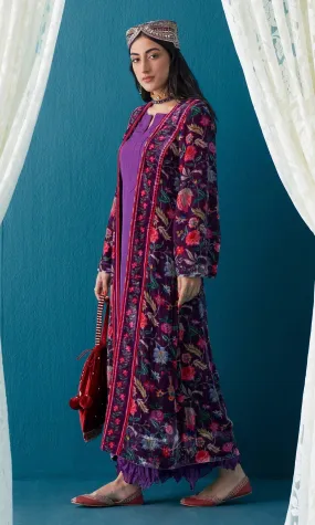 Khizaan Chintz Plum Velvet Jacket Only