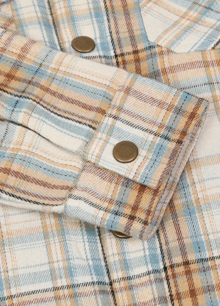 Kids Boys and Girls Fleece-Lined Snap Flannel Shirt,Hooded Plaid Jacket