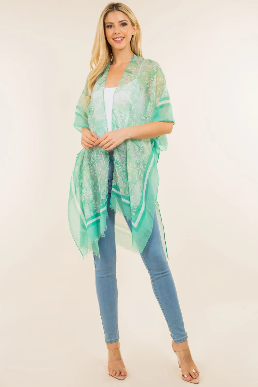 KP-4120 neon color paisley kimono