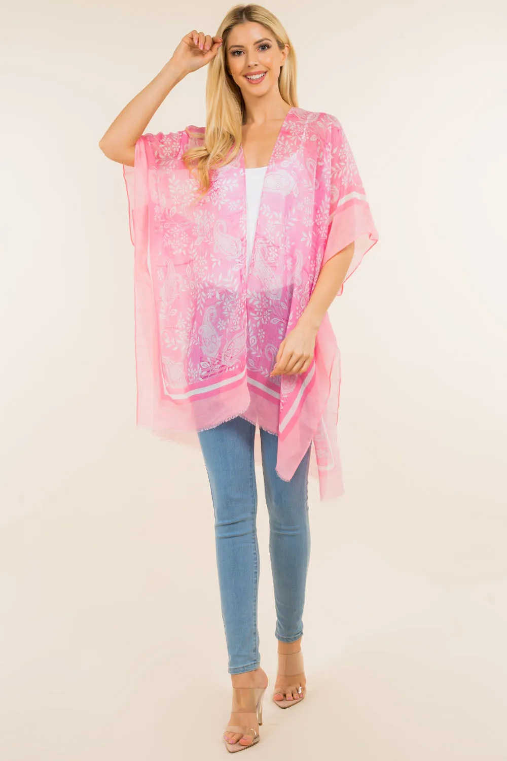 KP-4120 neon color paisley kimono