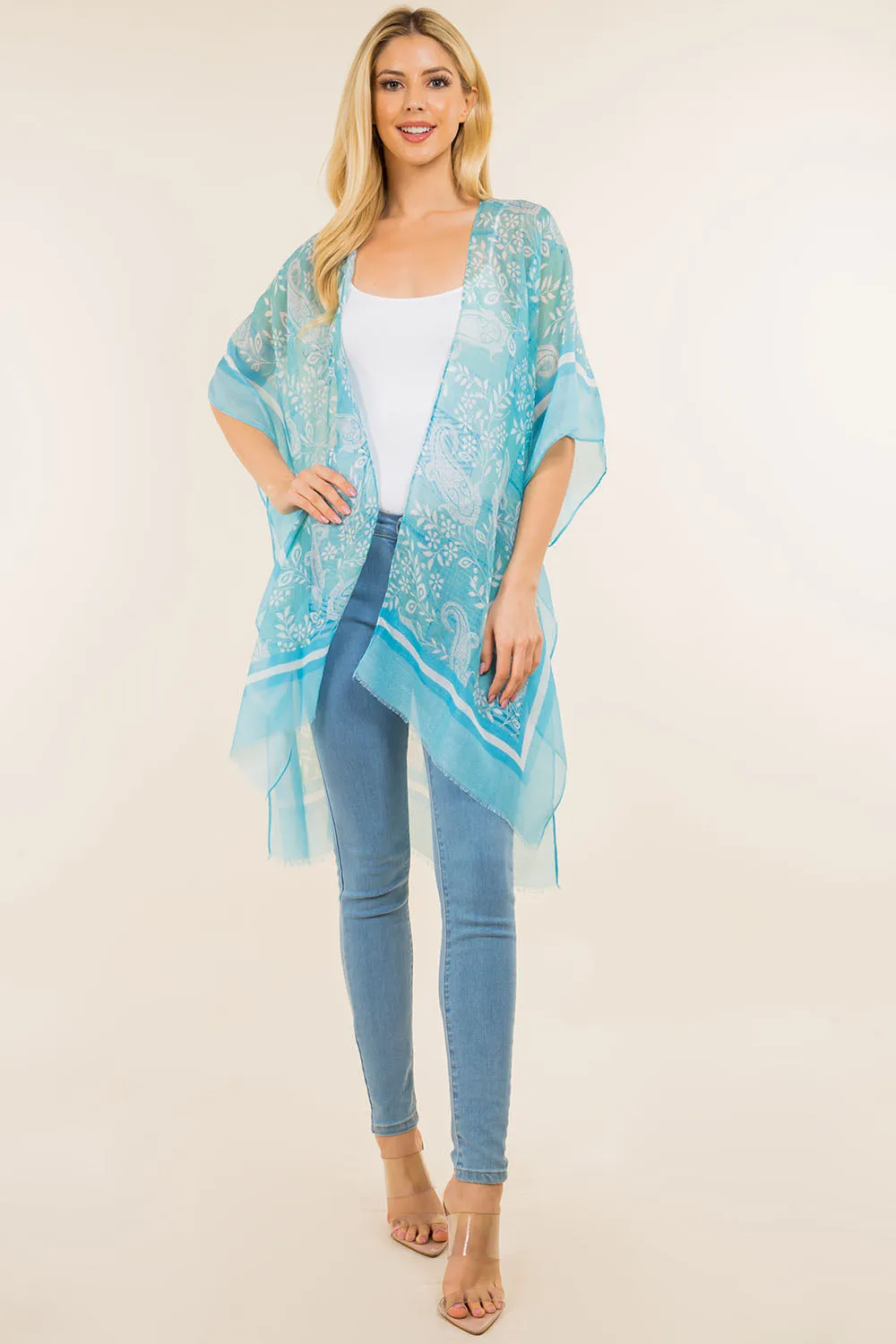 KP-4120 neon color paisley kimono