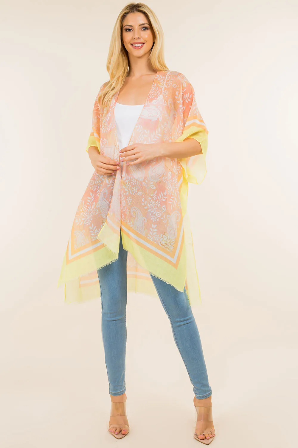 KP-4120 neon color paisley kimono