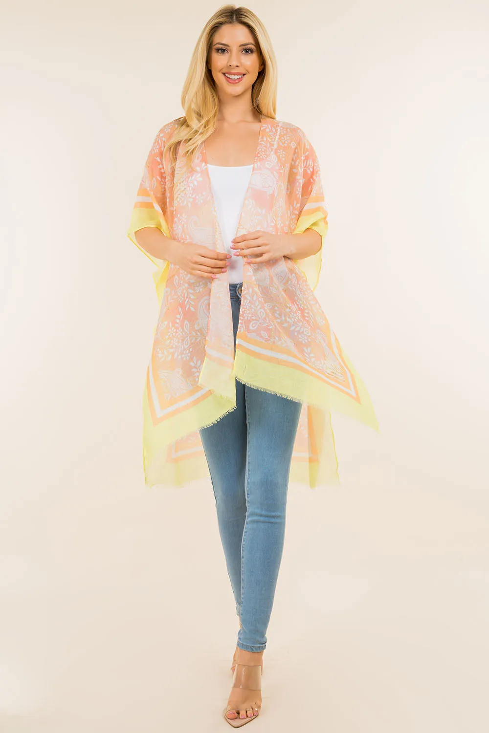 KP-4120 neon color paisley kimono