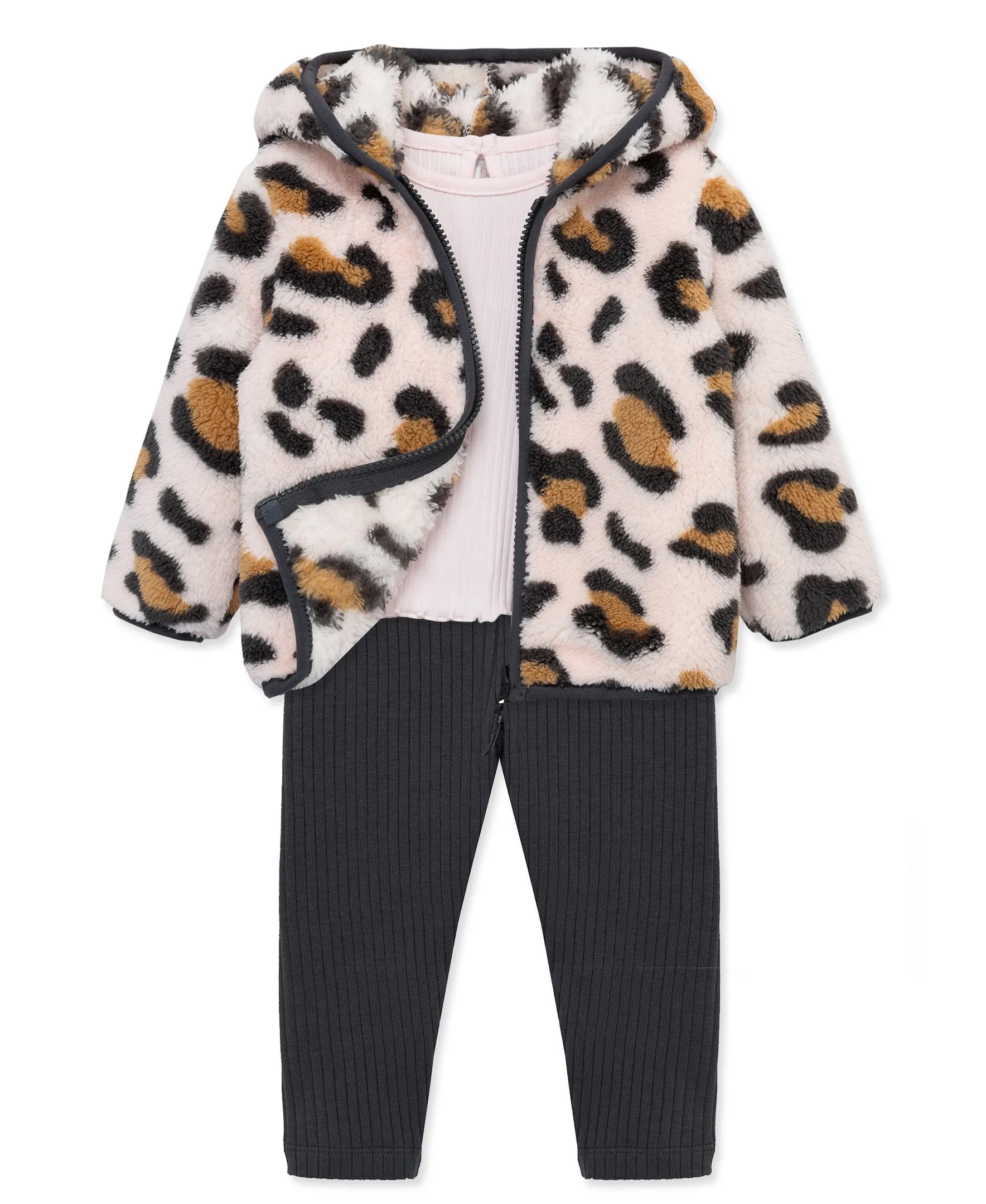 Leopard 3-Piece Sherpa Jacket Set (12M-24M)