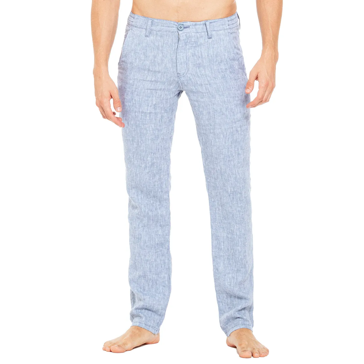 Linen Slim Fit Pants - Blue