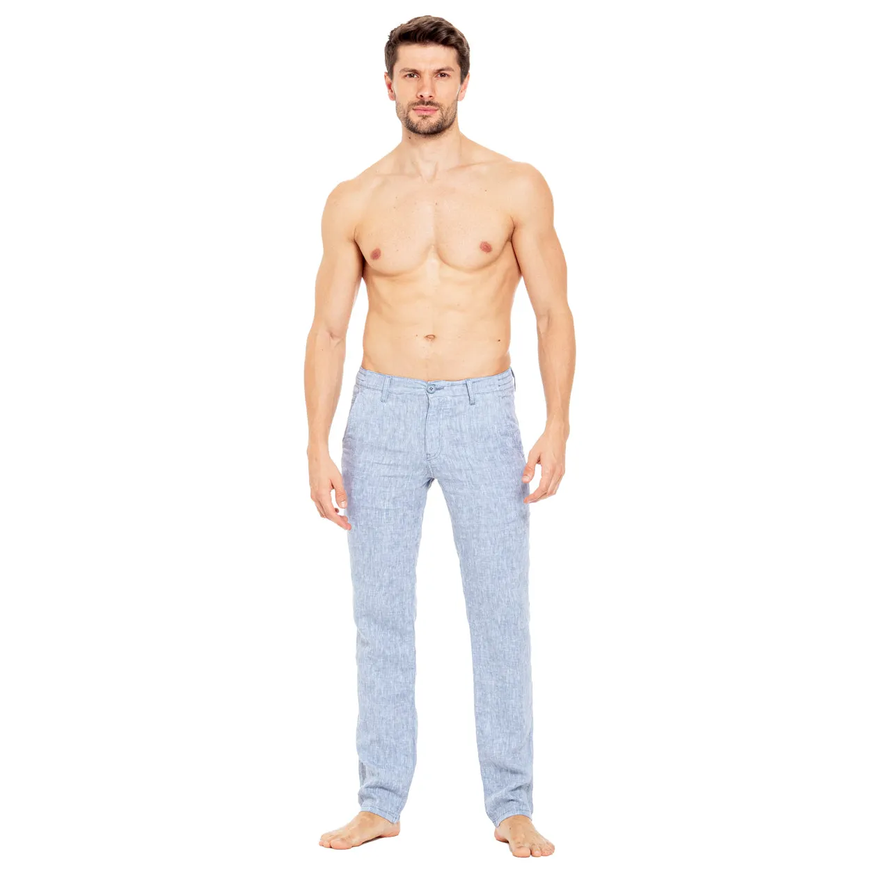 Linen Slim Fit Pants - Blue