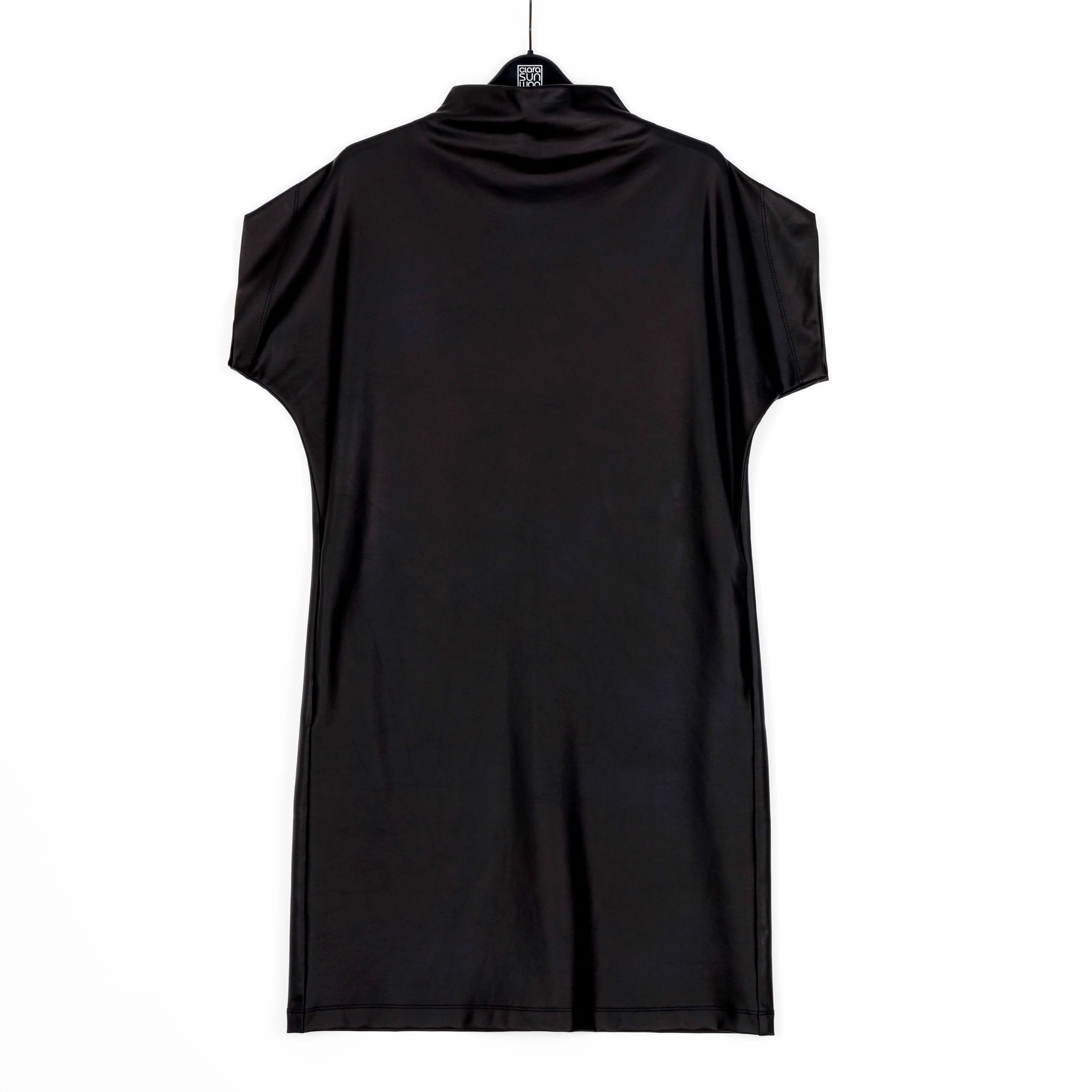 Liquid Leather™ - High Neck Tunic Pocket Dress - Black - Final Sale!