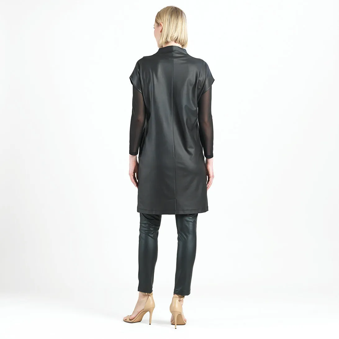 Liquid Leather™ - High Neck Tunic Pocket Dress - Black - Final Sale!