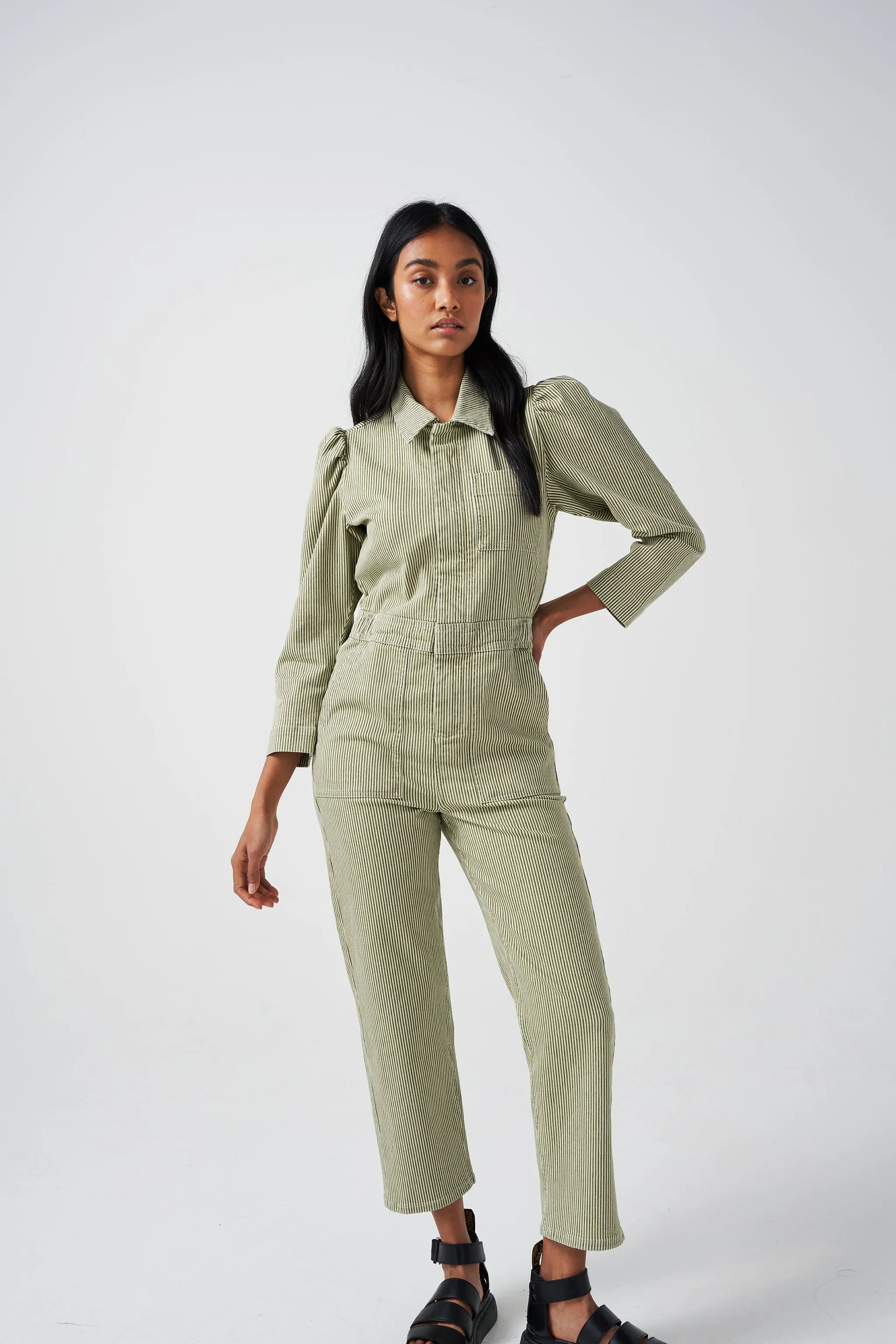 Lorna All In One in Khaki Stripe