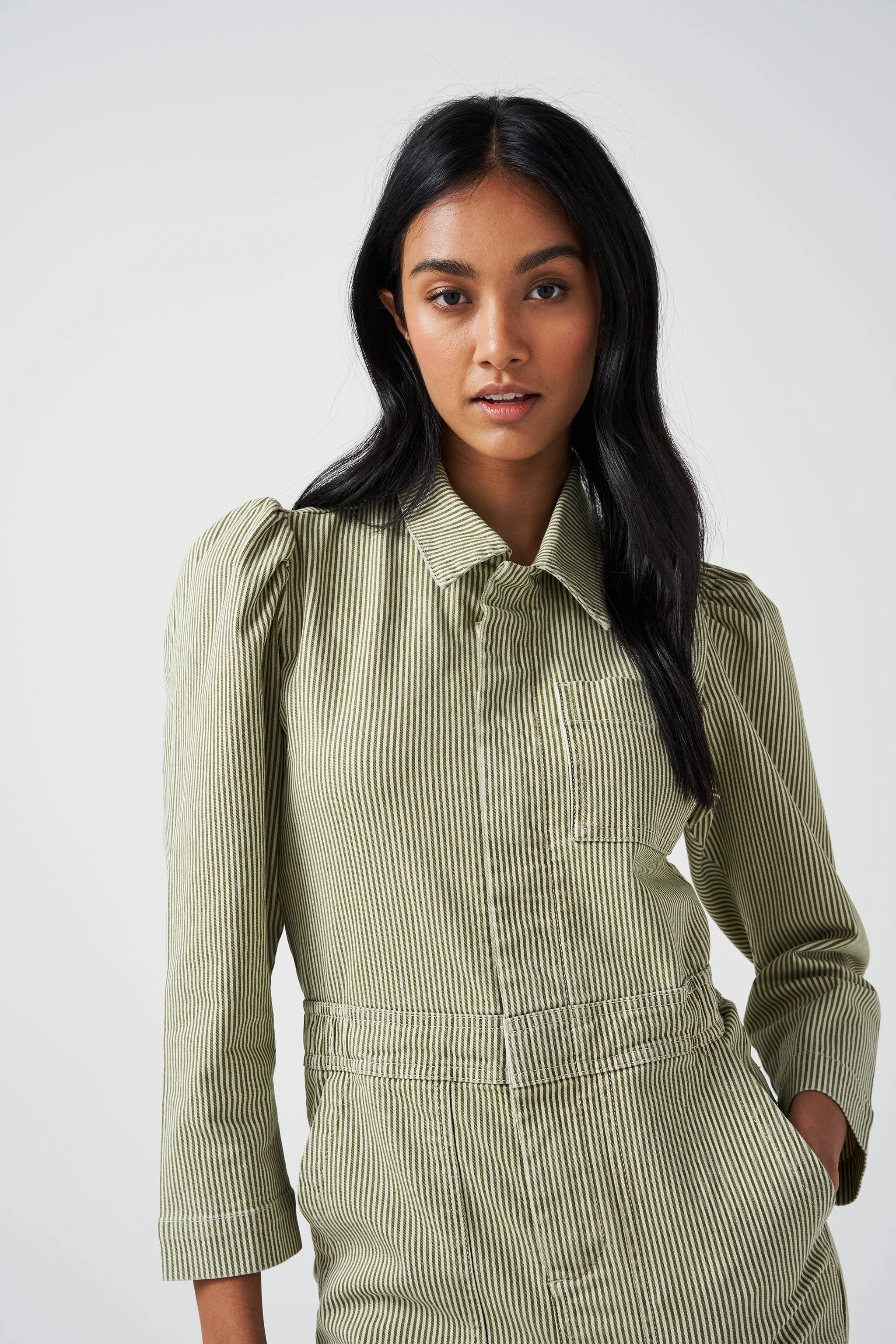 Lorna All In One in Khaki Stripe