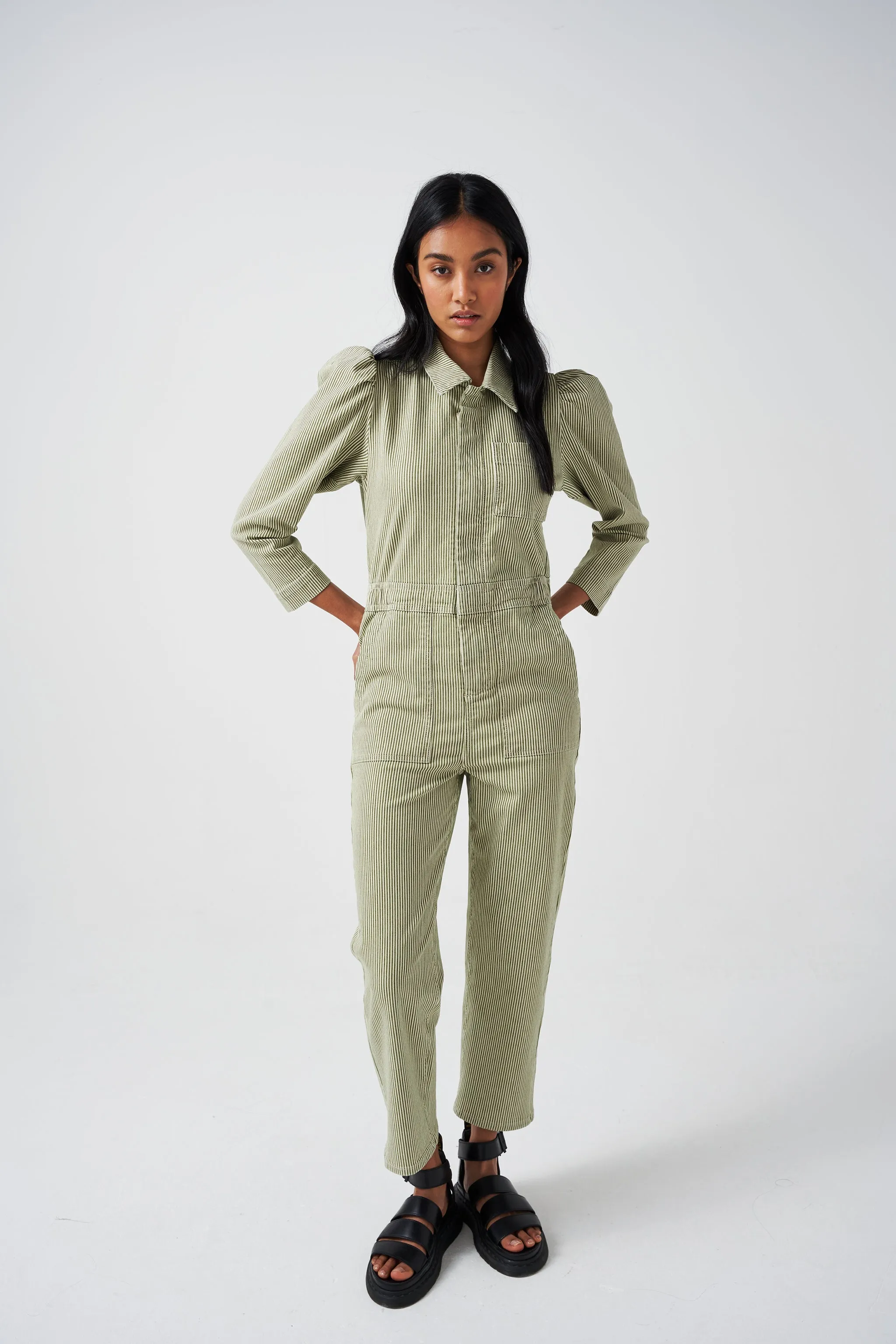 Lorna All In One in Khaki Stripe