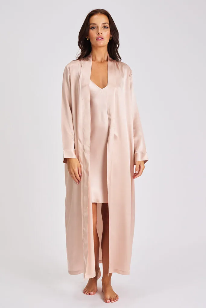 Love & Lustre - Long Silk Robe | Dust Pink