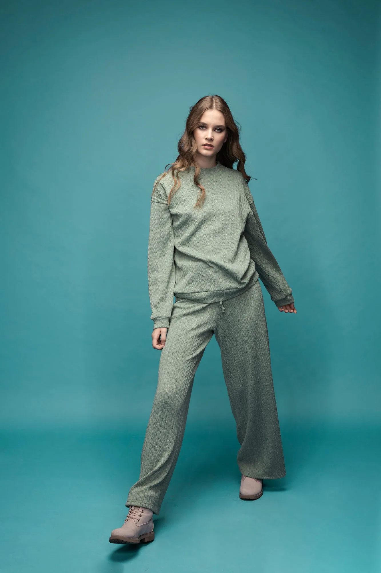 Lumia Knit Pants and Blouse (olive)