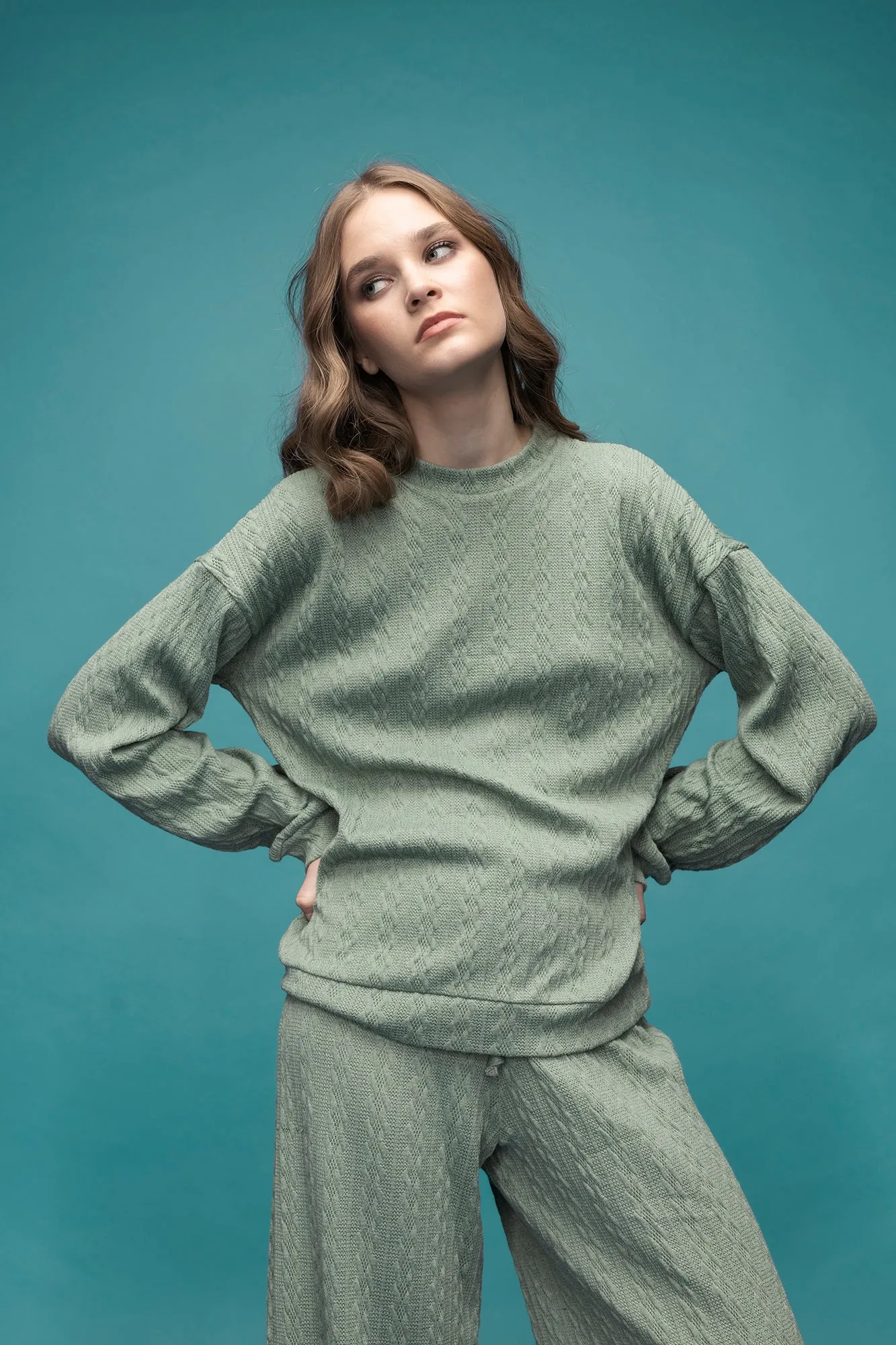 Lumia Knit Pants and Blouse (olive)