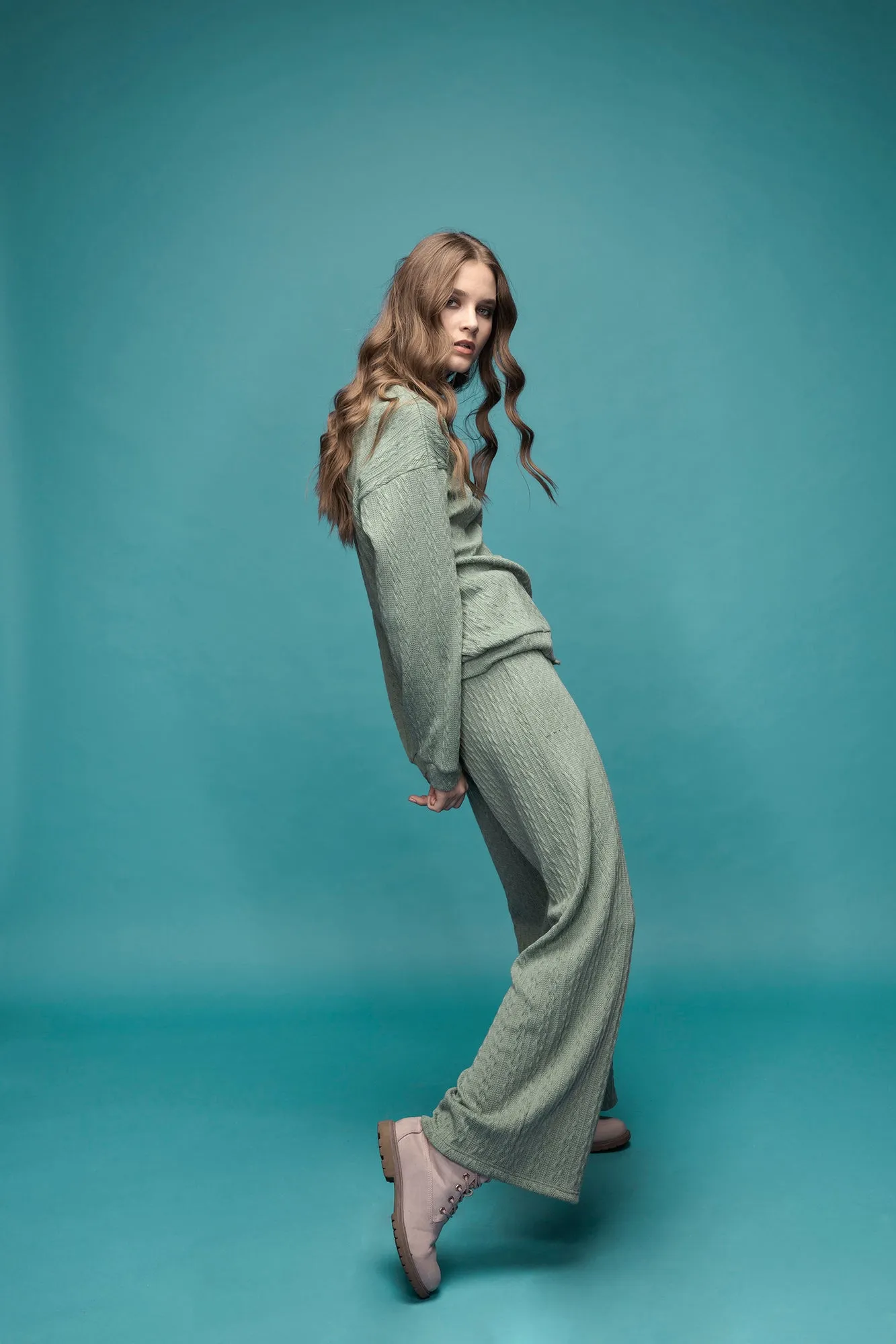 Lumia Knit Pants and Blouse (olive)