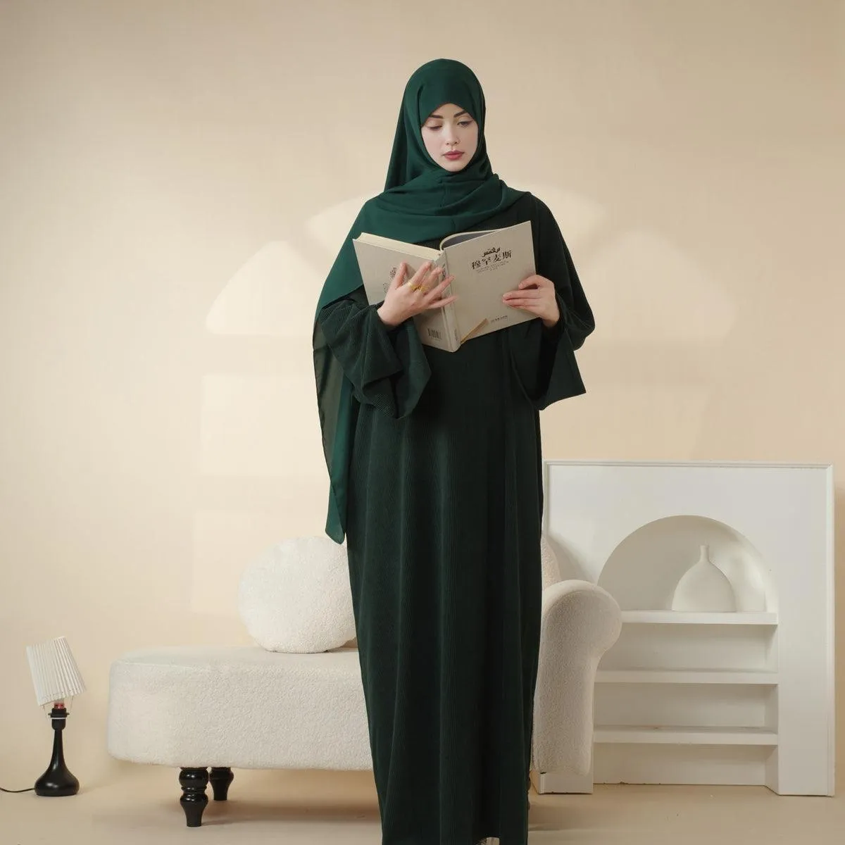 MA045 Corduroy Wide Sleeve Abaya