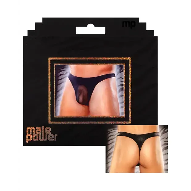 Male Power Nylon Lycra Streaker Thong Black L/XL