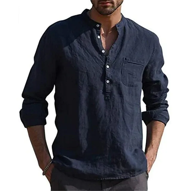 Men's Casual Button Down Shirts Long Sleeve Tops