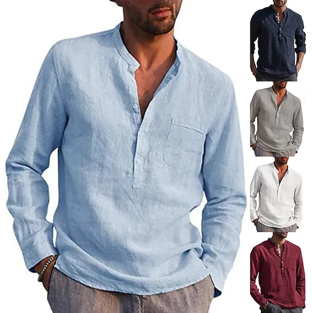 Men's Casual Button Down Shirts Long Sleeve Tops