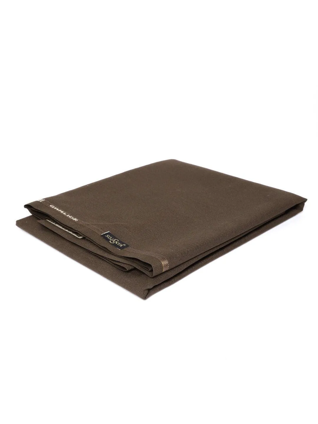 Men's Cotton Blend Coffee Brown Unstitched Trouser Fabric - Sojanya