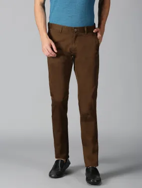 MEN'S DK BROWN PRINT SLIM FIT TROUSER