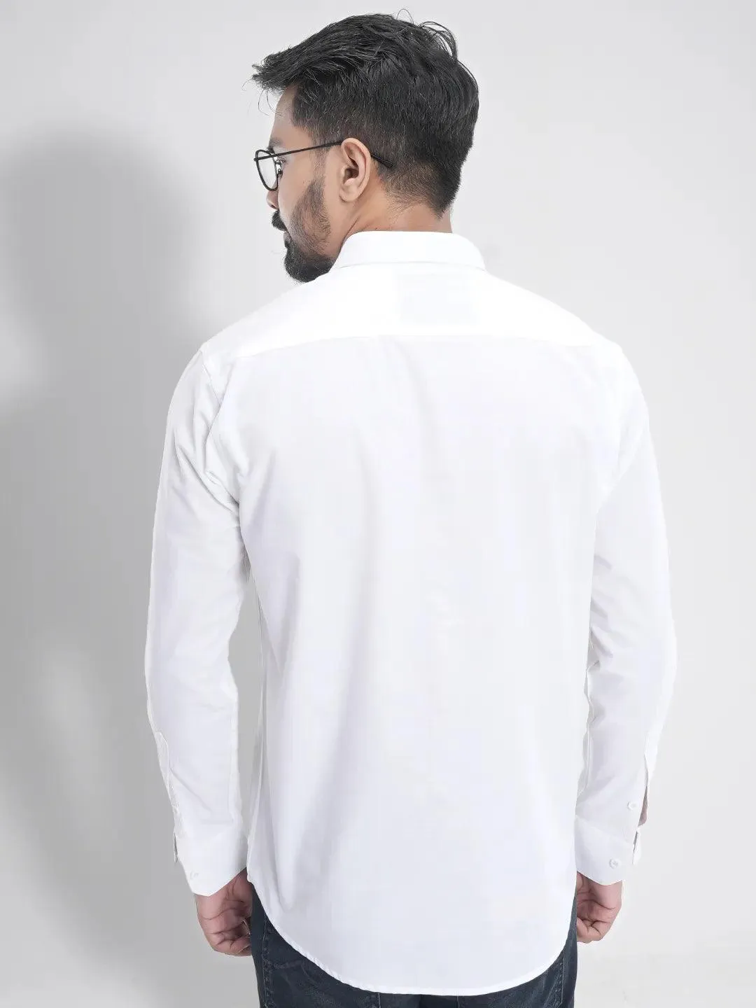 Men's Full Sleeve Casual Shirt in Solid White