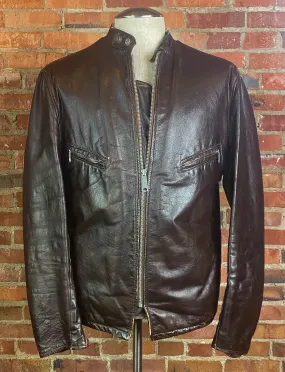 Men's Vintage 70's Perfecto Schott Brothers Leather Jacket Cafe Racer Brown Size 44- Medium/Large